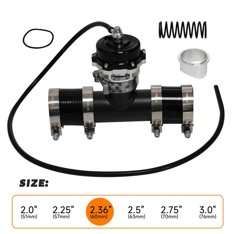 

50 мм 35 фунтов на квадратный дюйм, турбо-выдувной клапан, адаптер BOV, зажим и Фланцевая труба с наружным диаметром 2,36 дюйма