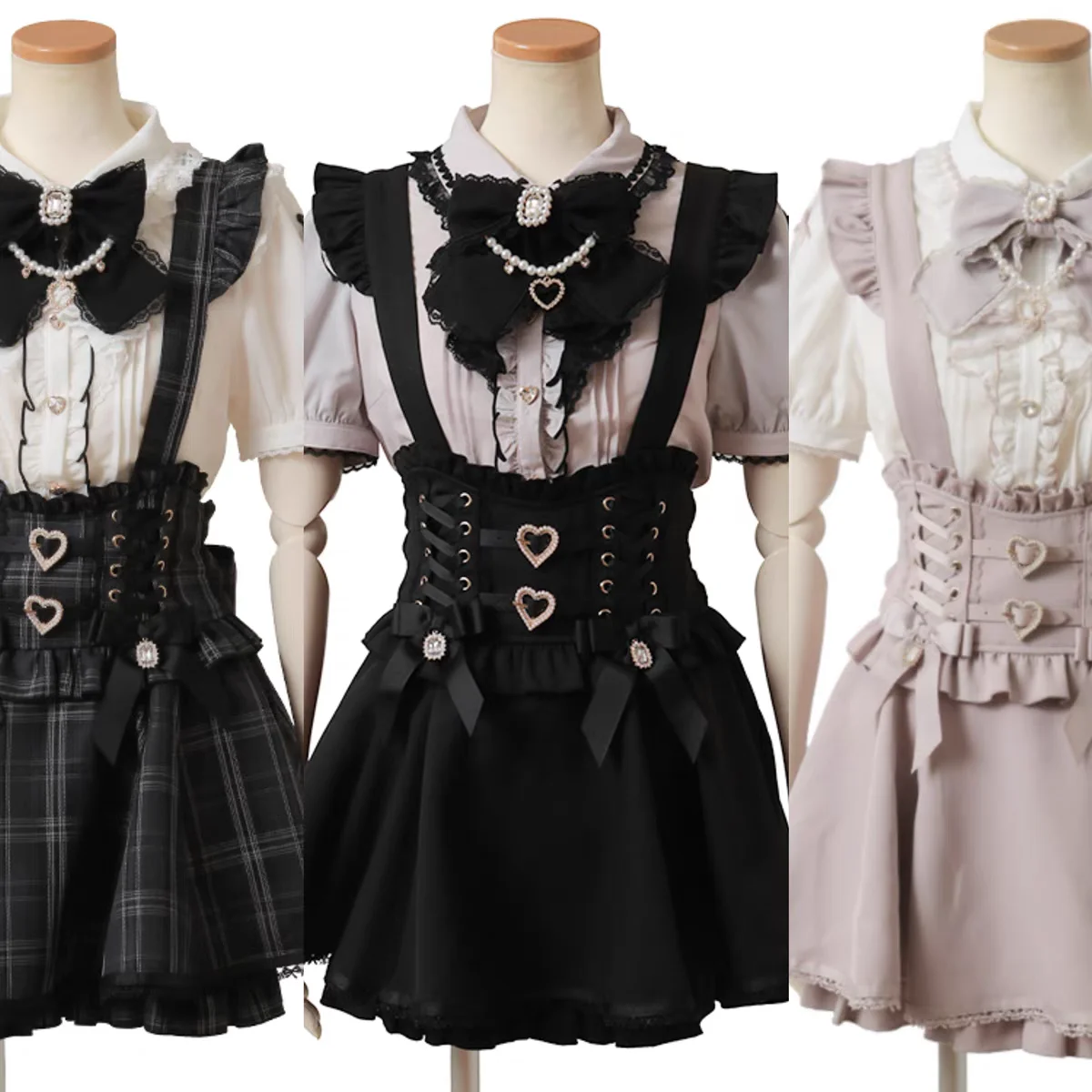 Liz Short Skirts New Japanese Mine Mass-produced Sweet Cute Lace Bow Removable Strap Skirt Girls' Women's Lolita Shirt Tops 2025