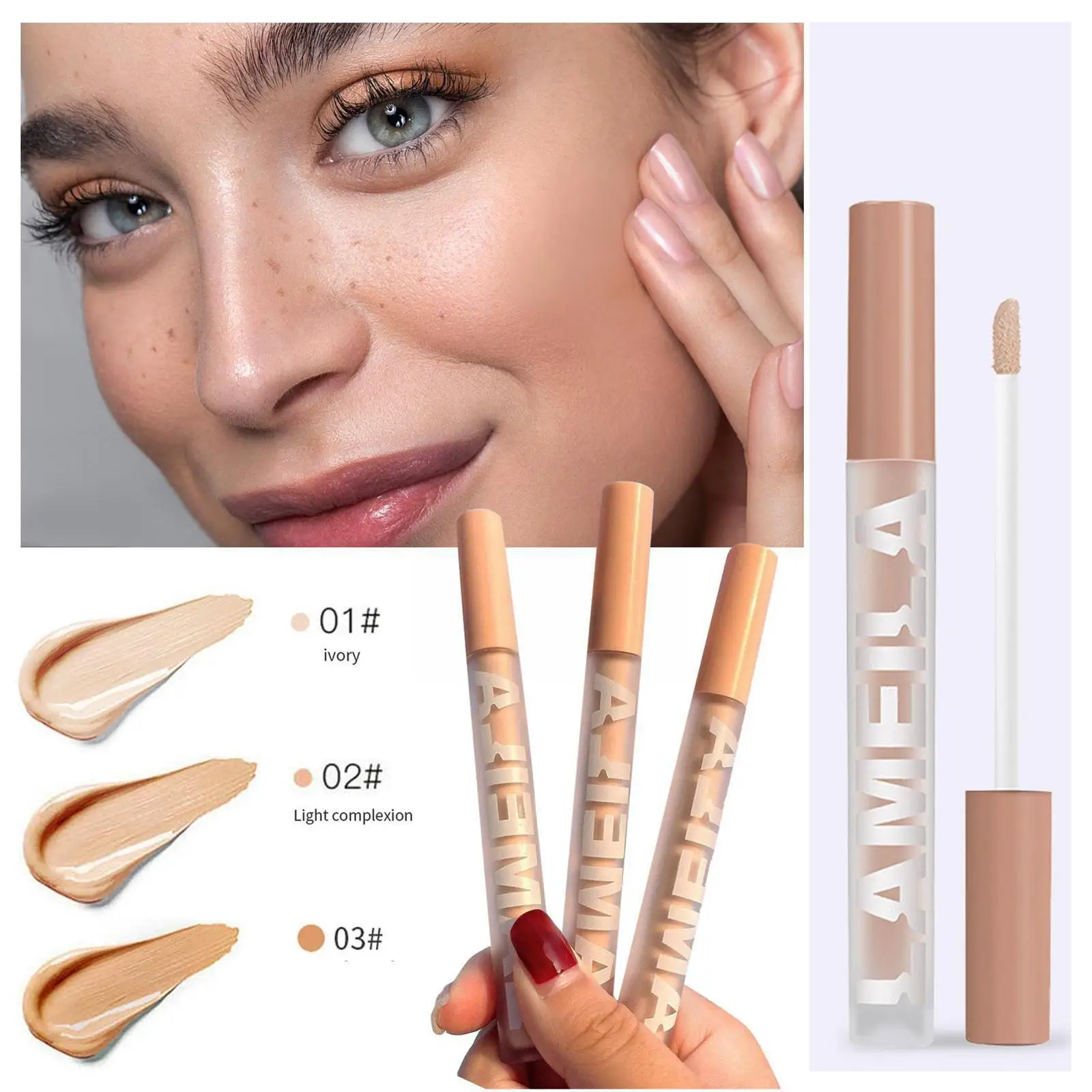 Oogvloeistof Concealer Basis 3 Kleuren Volledige Dekking Pak Voor Alle Huid Gezicht Make-Up Lip/Donkere Oogcirkel Cover Concealer Lange Las M4v6