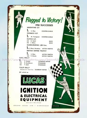 1958 Joseph Lucas Ignition Electrical Equipment Car Parts Auto Racing tin sign