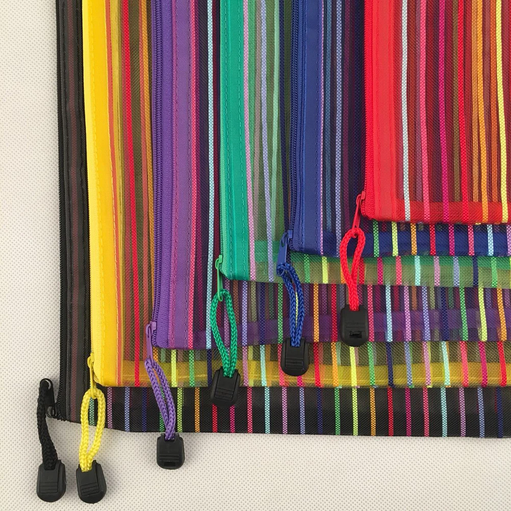 

12pcs A6 Portable Colorful Nylon Mesh Zipper File Waterproof Stationery For Office School Supplies Pencil Organizer