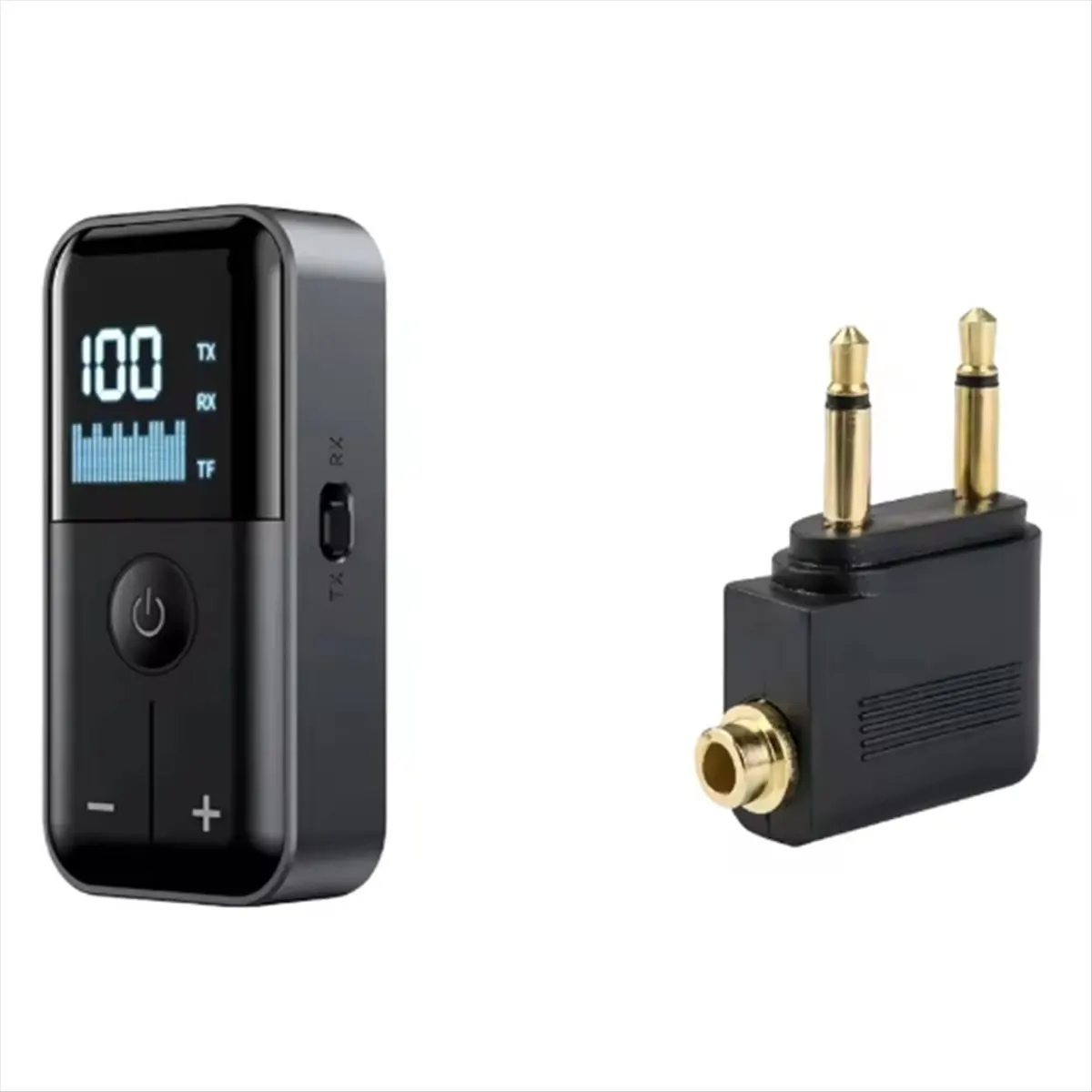 DT518 Mon.4 in 1 Bluetooth 5.4 Audio Receiver Transmitter 3.5MM AUX TF Card Stereo Music LED Display Adapter with Mic