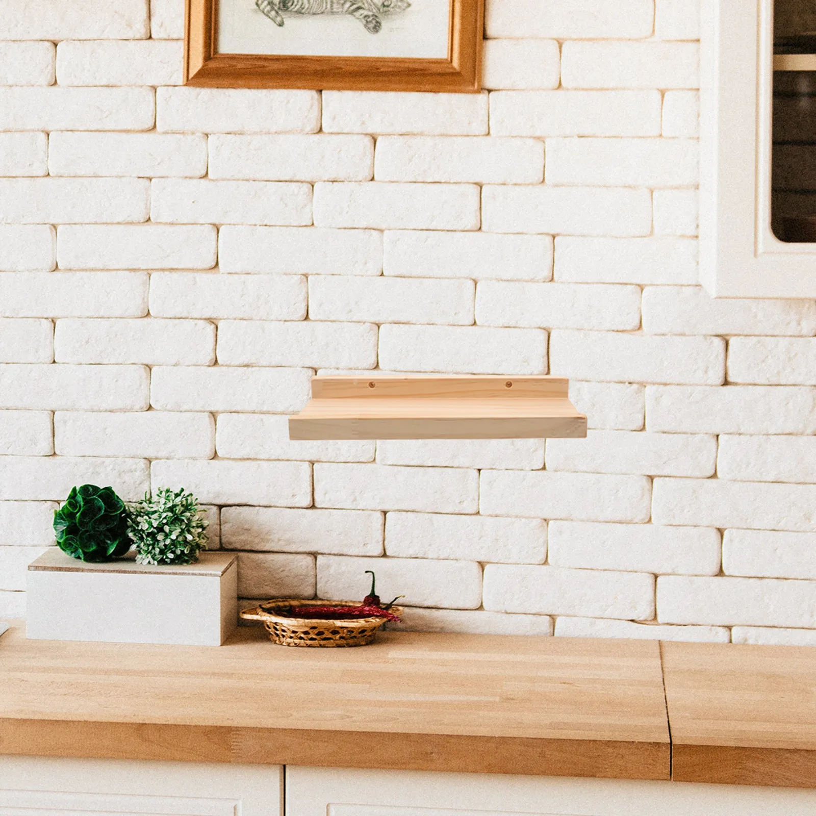 Rustic Wood Floating Shelf Wall Mounted Bookshelf for Home Office Storage and Small Space Organization