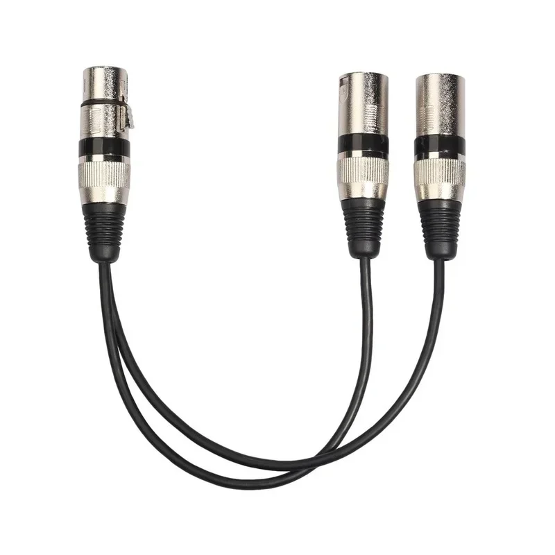 Conector hembra XLR de 1 piezas 3 pines a doble enchufe macho Y divisor, 30cm para Cable adaptador de amplificador, altavoz, mezclador de auriculares