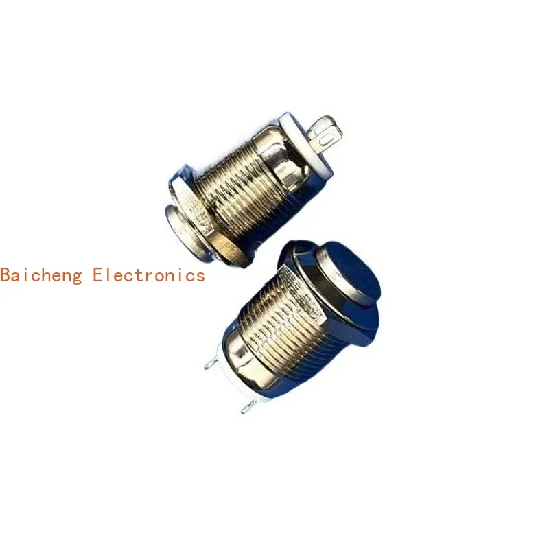 10PCS Waterproof dust circular 2-pin metal protruding button, motorcycle horn, self resetting jog button, power switch