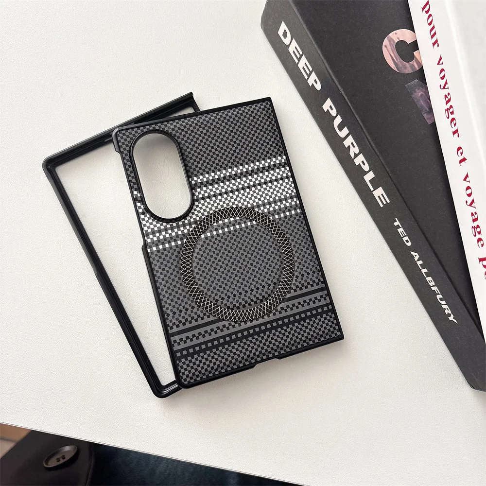 Color Blocking Woven Texture Slim Phone Case for Samsung Galaxy Z Fold 8 Ultra 7 6 5 4 3 Fold8 Wide for Magsafe Shockproof Cover