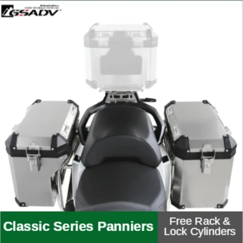 

Aluminum Motorcycle Panniers with Steel Brackets Rear Rack Luggage Side Cases Storage Suitcases Compatible with Benelli TRK502X