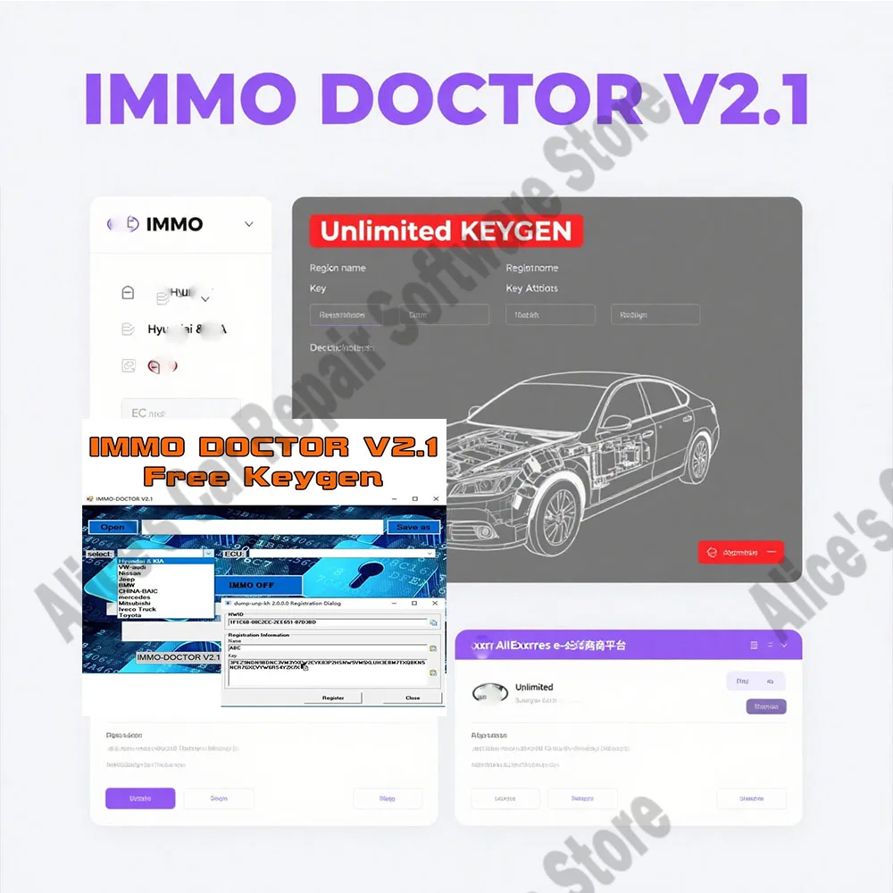 

IMMO DOCTOR V2.1 obd2 scanner With Unlimited KEYGEN MULTI BRAND Immo Off Software ECU Chip Tuning for sim2k MT38 ME17.9.2 MED