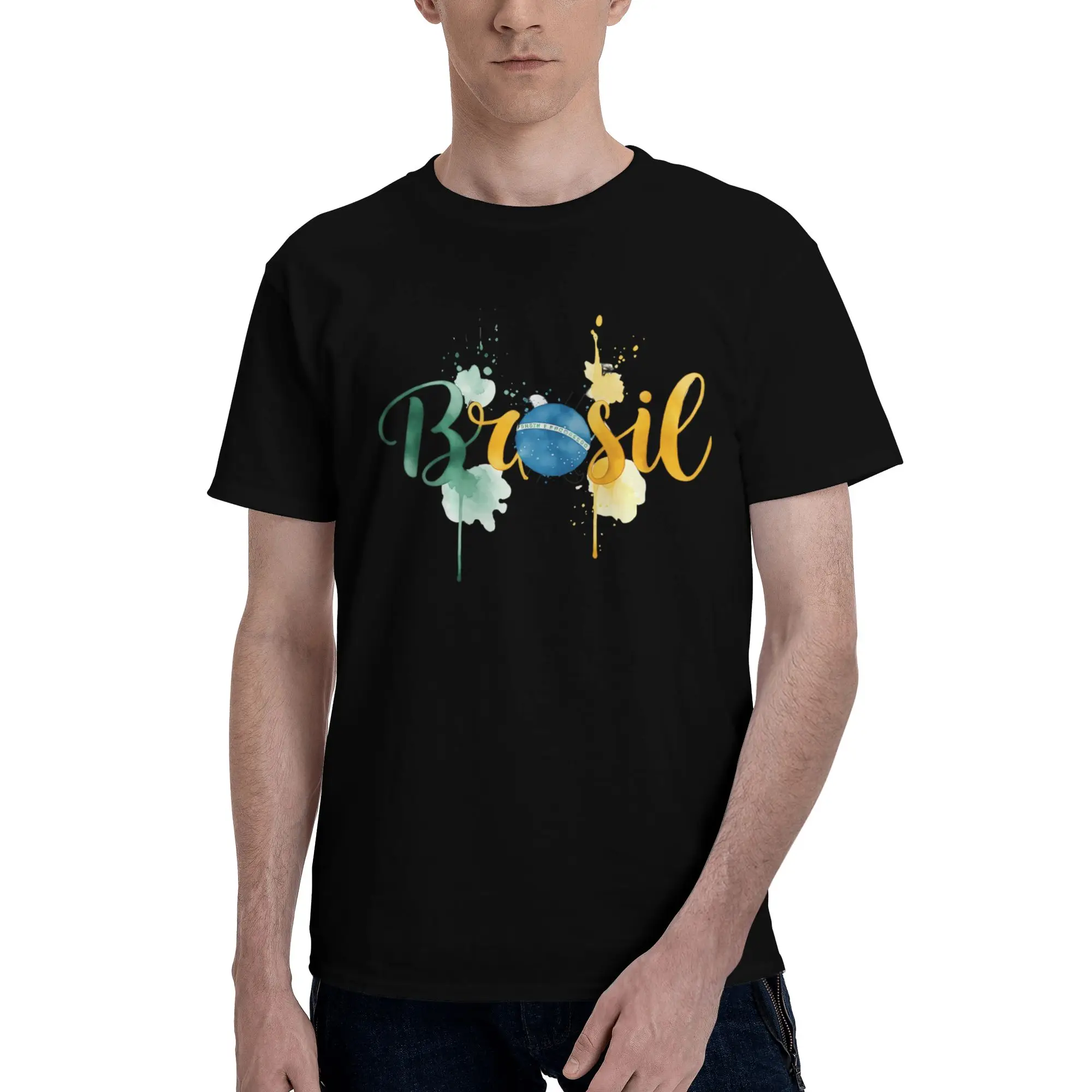 Brazilian Pride Brasilian Roots Novelty Graphic 100% Cotton T-Shirt Brasil Flag Tees Tops For Men