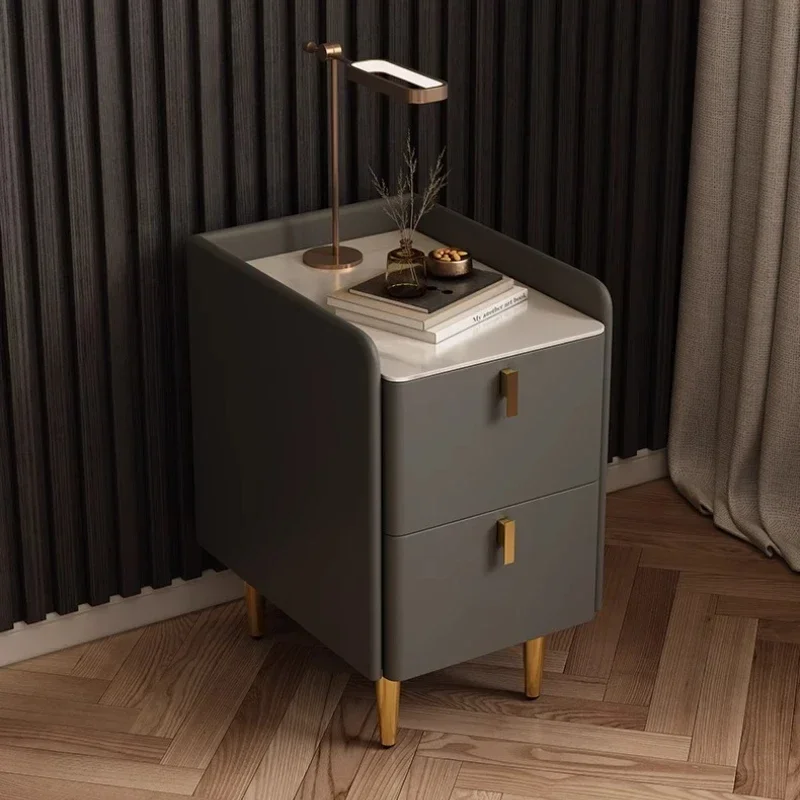All solid wood ultra-narrow light luxury bedside table simple household bedroom rock slab extremely narrow crack bedside table