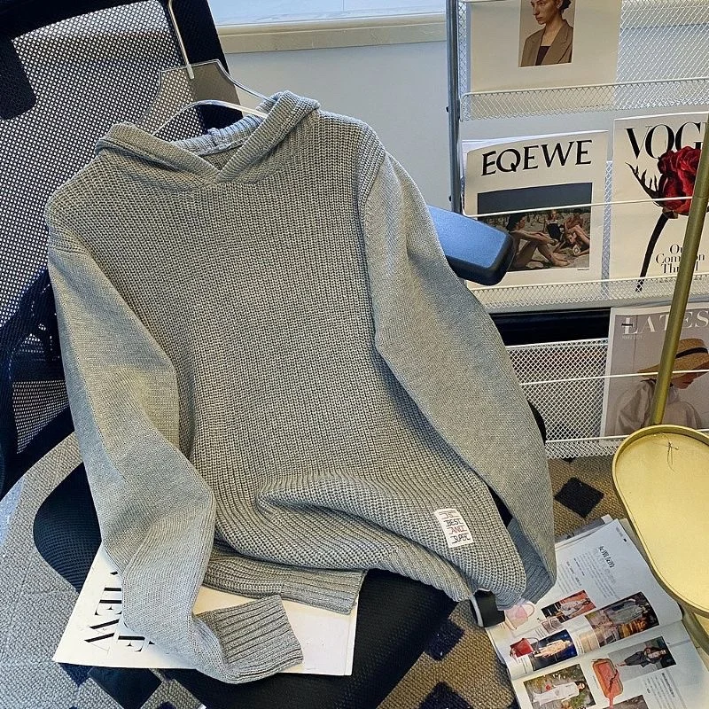 

Осень-зима, новая мужская вязаная длинная толстовка с капюшоном SV, приталенная повседневная толстовка Jaet Youth Faion, модная весна