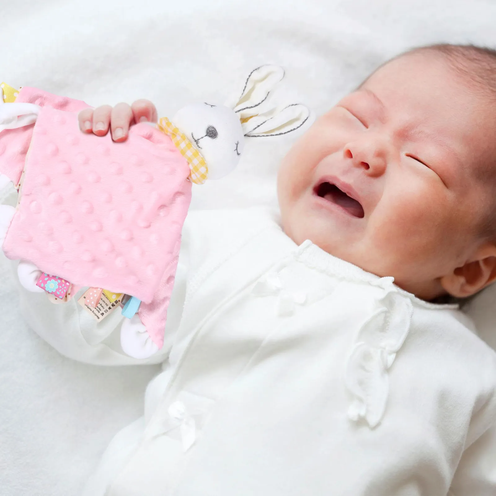 

Infant Newborn Baby Soothing Security Blanket Comfort Tactile Sensory Loop Tags Soft Baby Teether Blanket Sleep Towel