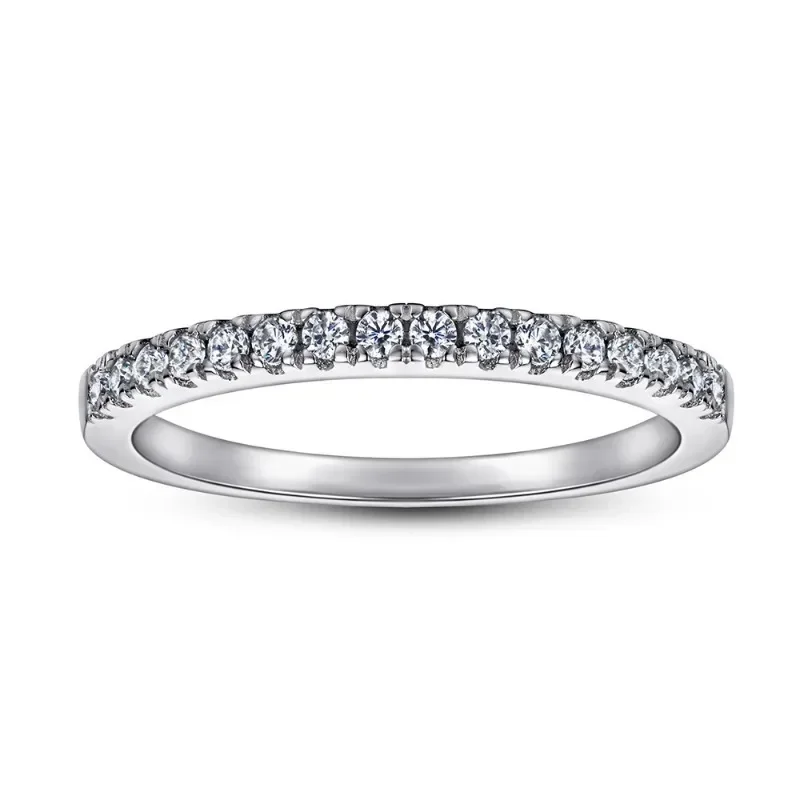 Shining U S925 Silver High Carbon Diamond Round Brilliant Cut Ring Set Platinum Plated Fine Jewelry for Women Wedding