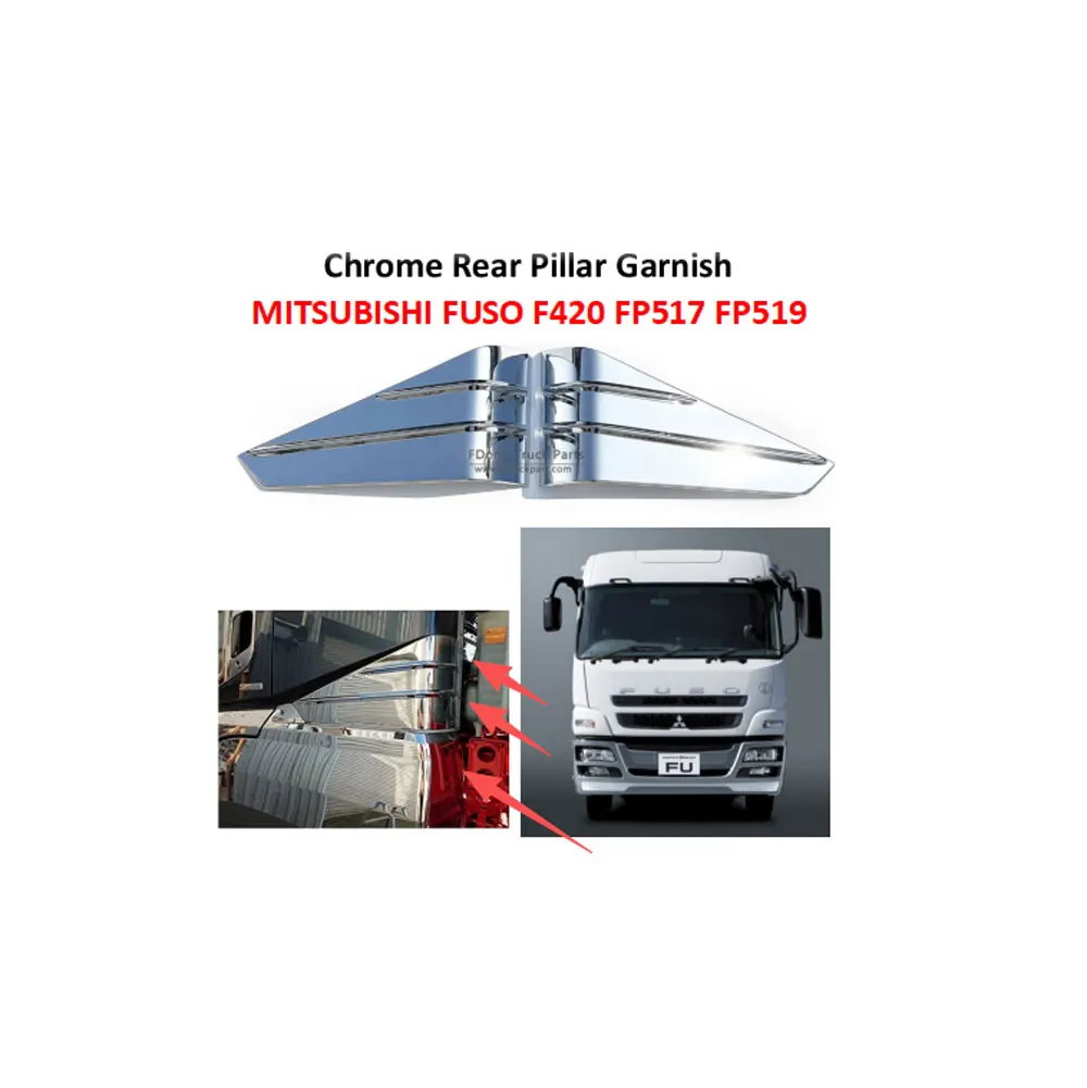 FDONG 1 Set 2 Pcs Chrome Rear Pillar Garnish for MITSUBISHI FUSO F420 FP517 FP519