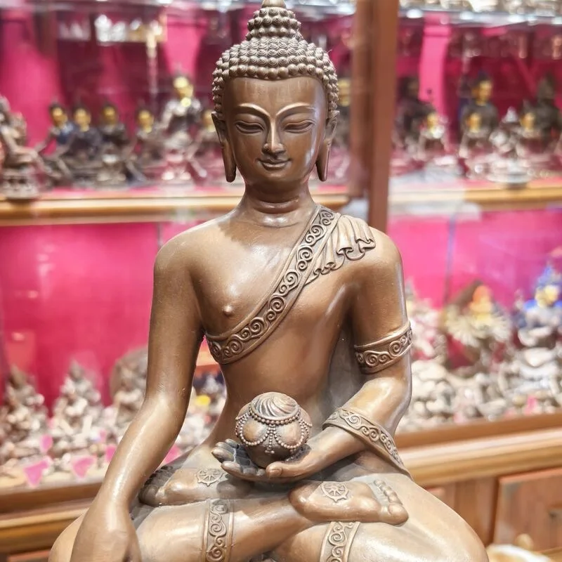 23CM Exquisite HANDMADE Copper carving Buddha statue Shakyamuni Gautama Siddhartha Tibetan Buddhist lama monk worship altar