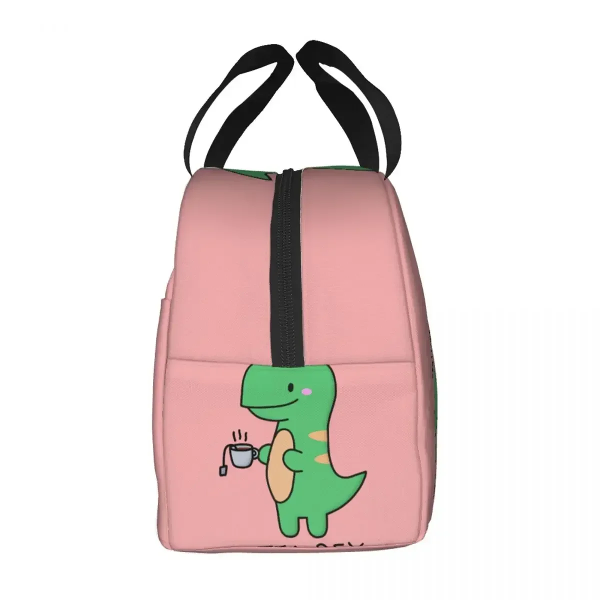 Cute Tea T-Rex Insulated Lunch Bag for Women Cooler Thermal Food Cartoon Dinosaur Lunch Box Camping Travel Picnic Bags