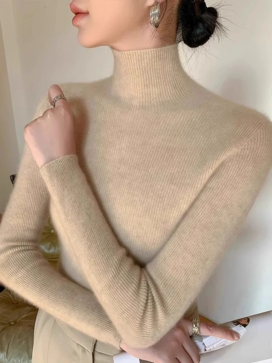 

Женский облегающий вязаный свитер Long Sve с высоким воротником Sl Base Layer irt Внутренняя одежда Теплый шерстяной топ