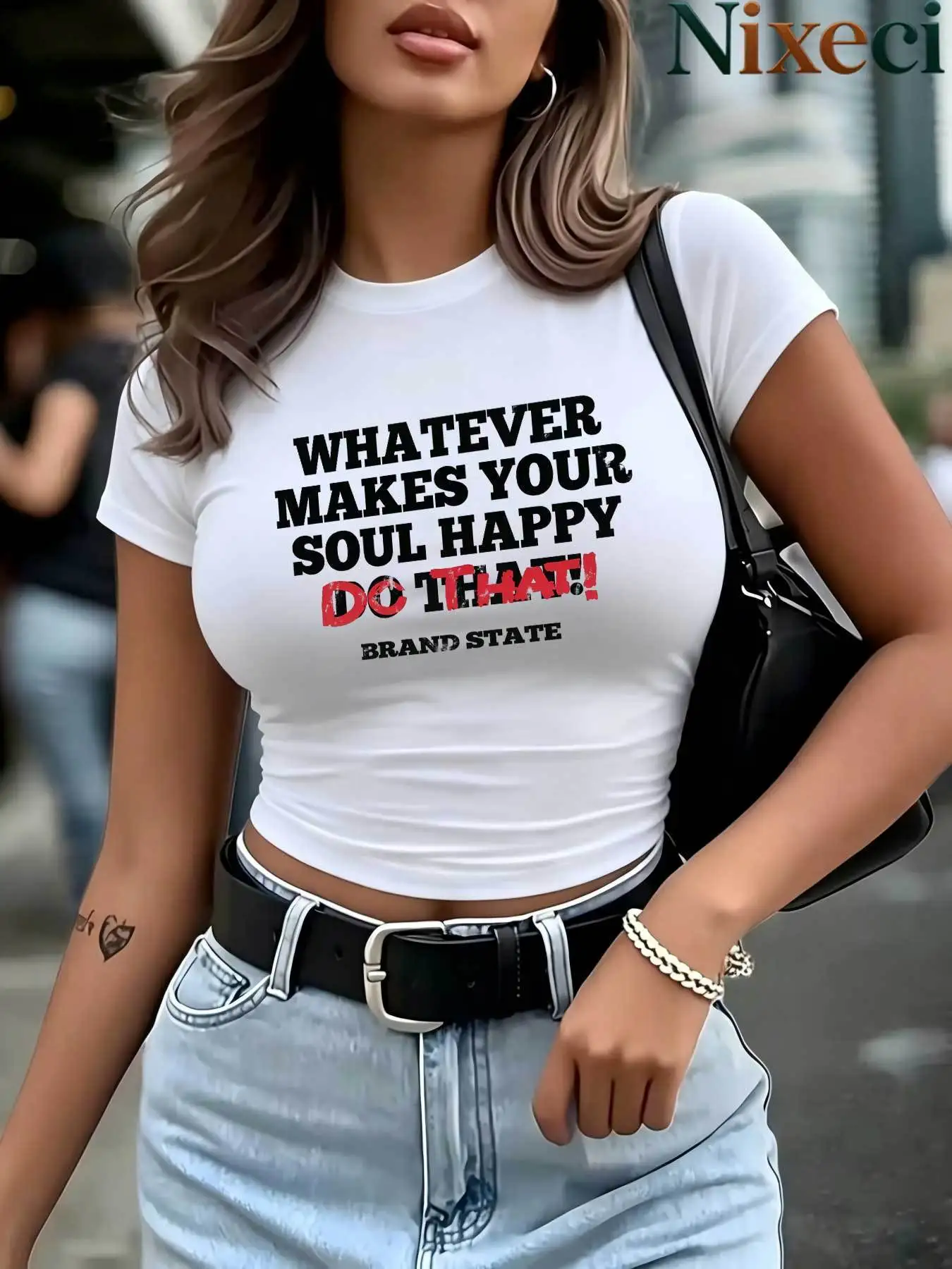 Whatever Makes Your Soul Happy Do That Print Sexy Crop Tops Women's Short Sleeve Graphic Cropped T Shirt Vintage Clothes Female
