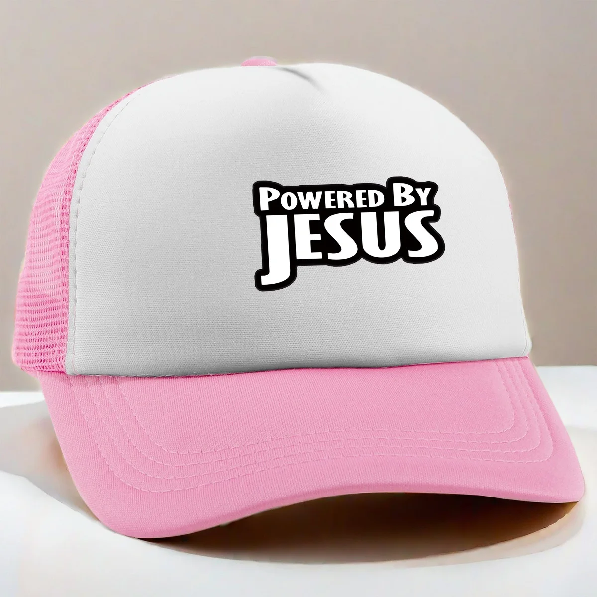 

Кепка дальнобойщика Powered By Jesus, регулируемая дышащая сетчатая спинка, повседневная кепка из полиэстера, унисекс