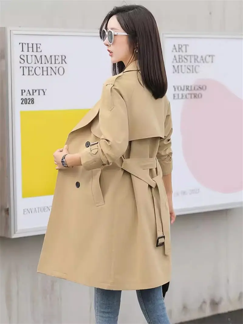 

Trench Coat For Women 2024 Fashion New Korean Version Medium Length Spring And Autumn Khaki Popular Windbreaker Outerwear K1151