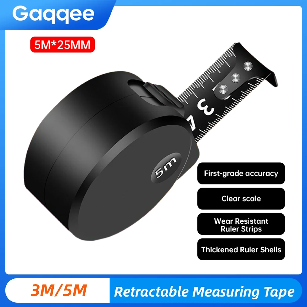 

3m/5m Black Steel Measuring Tape Wear-resistant and Fall-Resistant Toughbuilt Measuring Tape Scalable Measure Puller Rule