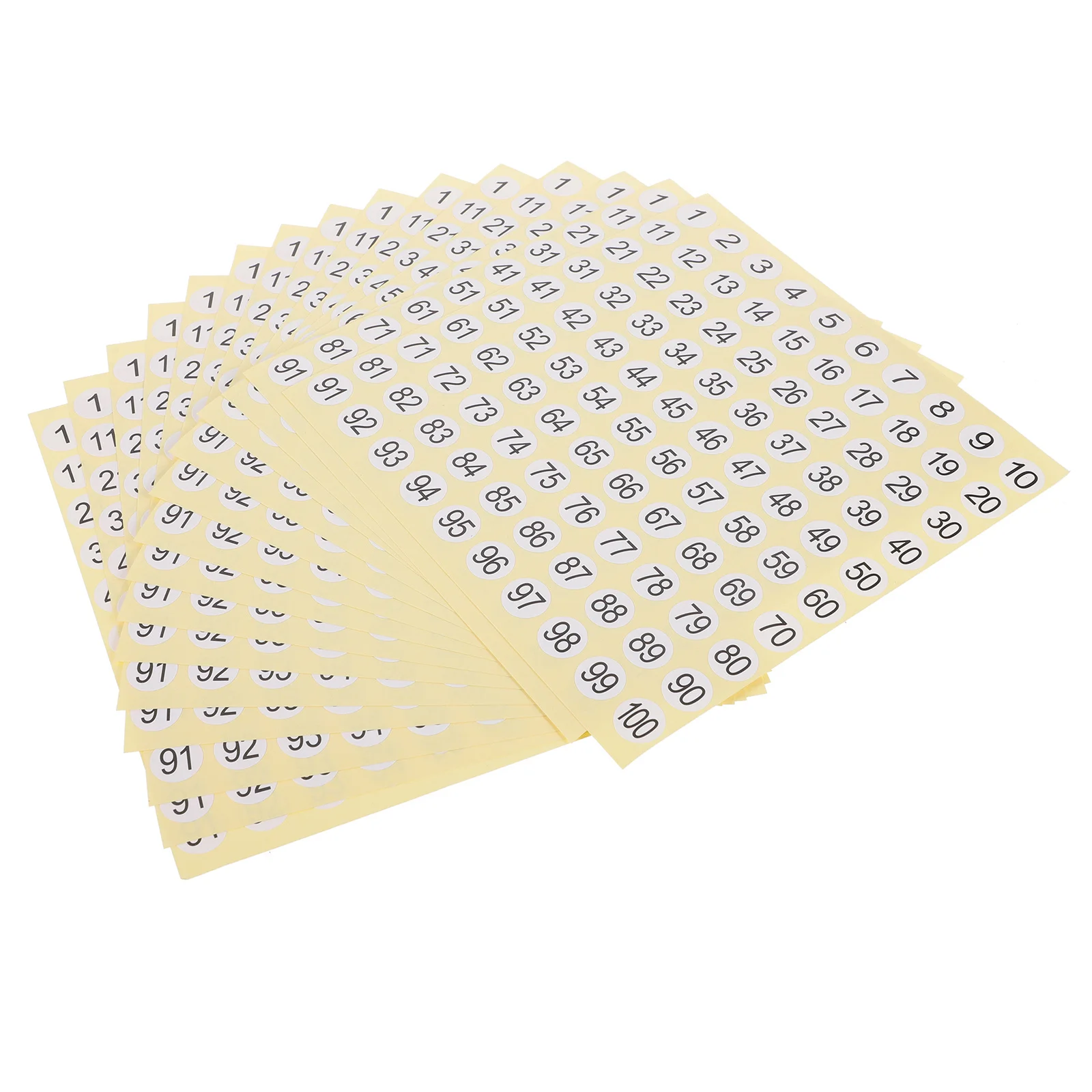 15 Sheets Round Number Stickers 1-100 Self-Adhesive Labels for Home Office Classroom Organization Small Numbered Stickers Decals