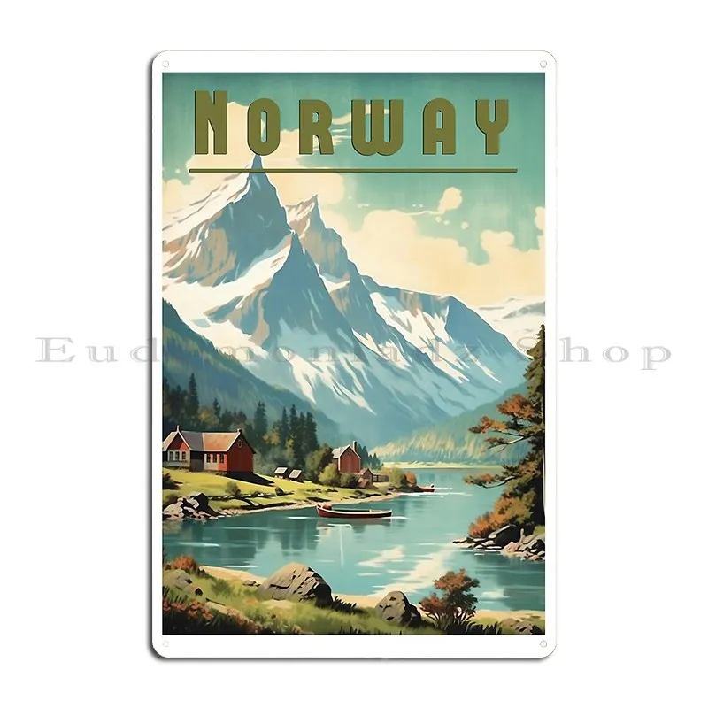 Vintage Norway Travel Poster Fascinating Design Of The Scandinavian Country Metal Signs Designing Print Cinema Tin Sign Poster