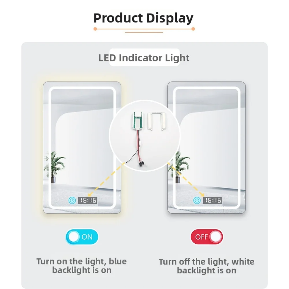 12V Touch Sensor Switch For Smart Mirror With Clock Temperature Display Mirror Lamp Sensor Dimmer Switch
