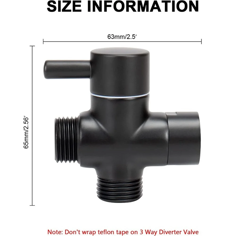 G1/2 Inch 3 Way Brass Diverter Valve T-adapter Converter Black For Shower Water Tap Connector Bathroom Faucet Water Separator