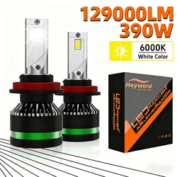 2pcs H4 H7 H11 9005 9006 LED headlight bulbs,390W 129000LM 6000K single copper tube ultra bright car LED headlights