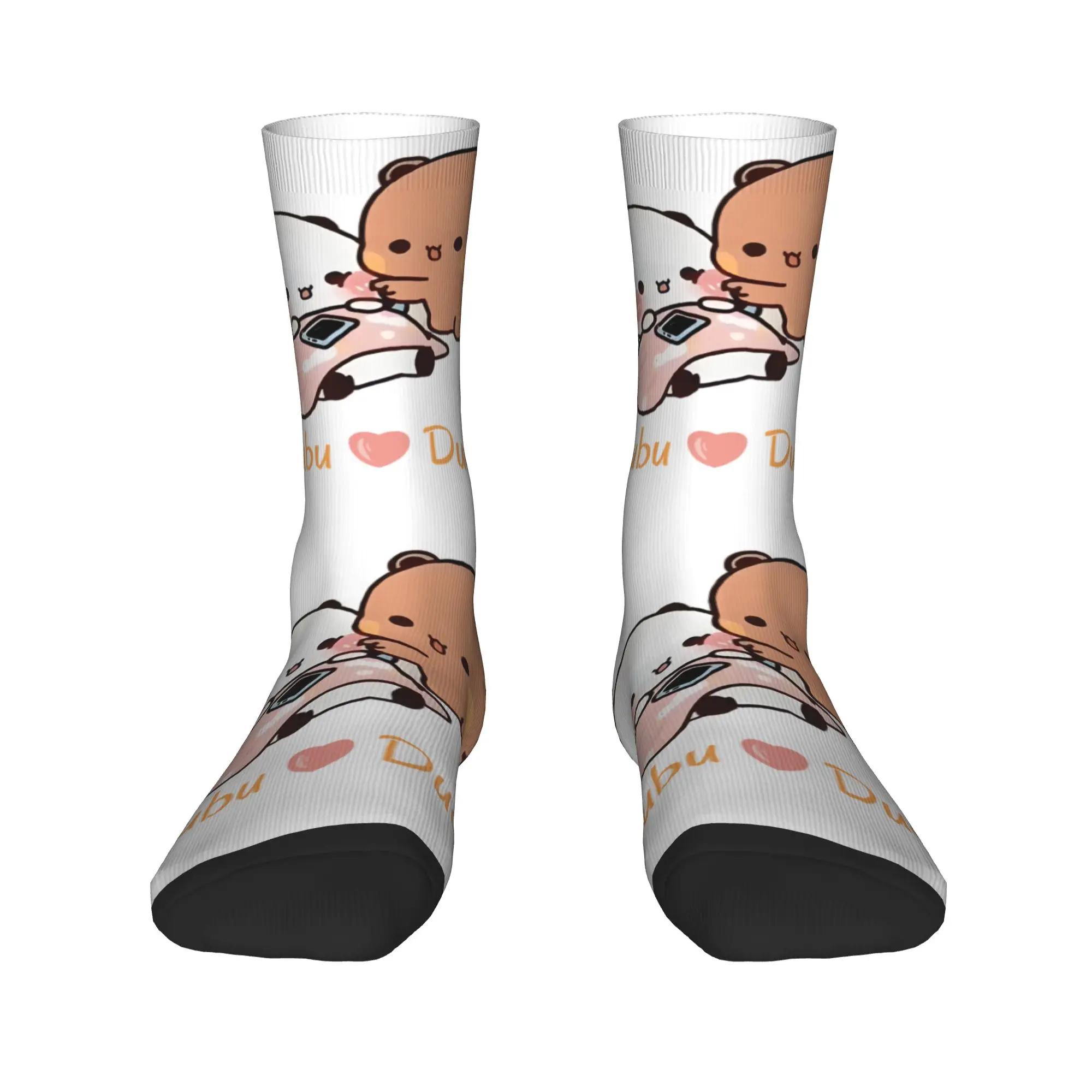 

Fun Print Panda Bear And Brownie BUBU DUDU Couple Socks for Women Men Stretchy Summer Autumn Winter Crew Socks