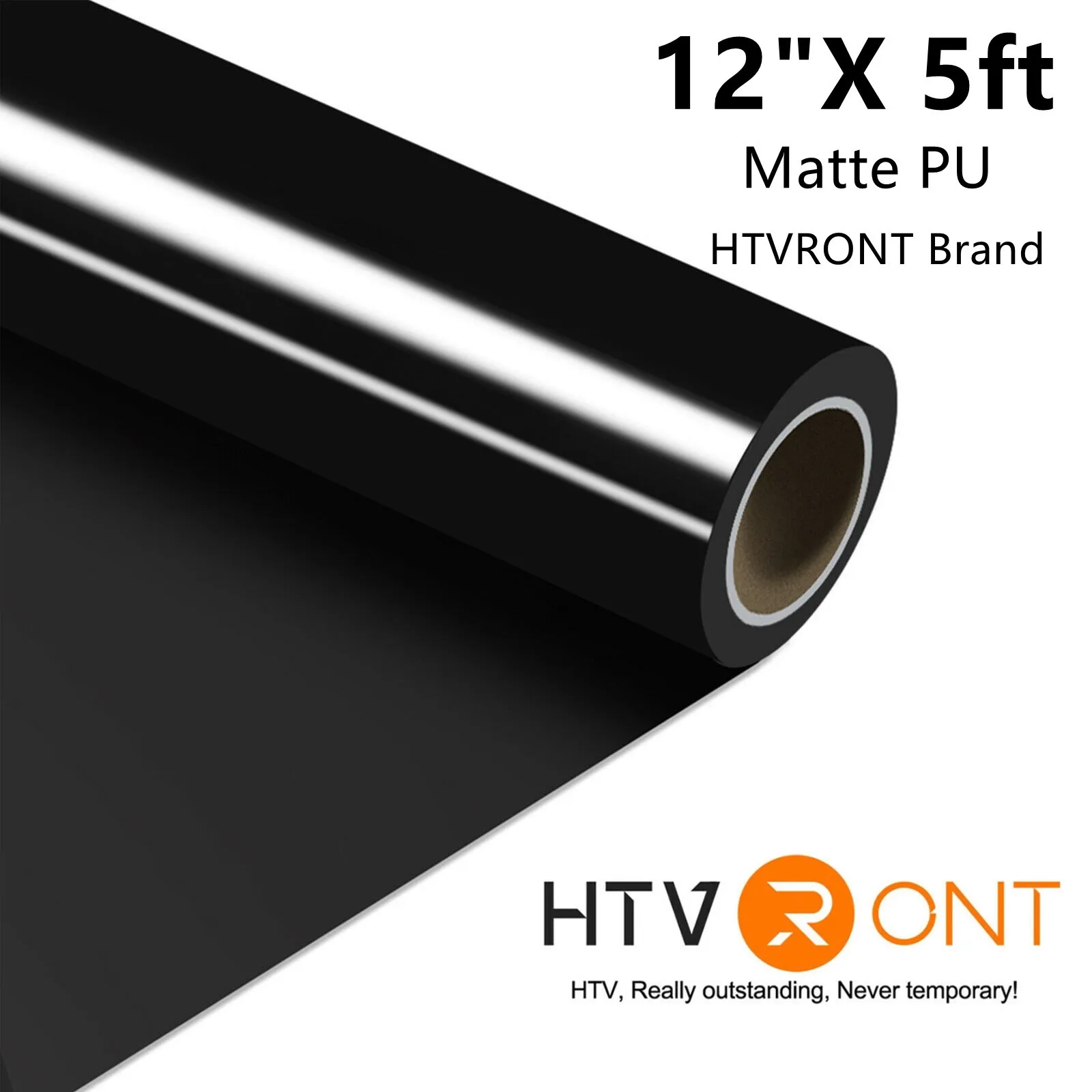 

12"X 5ft/30x152cm HTVRONT Heat Transfer Matte PU Elastic Vinyl for Printing Clothing T-shirt DIY Cricut Iron on HTV Roll Film