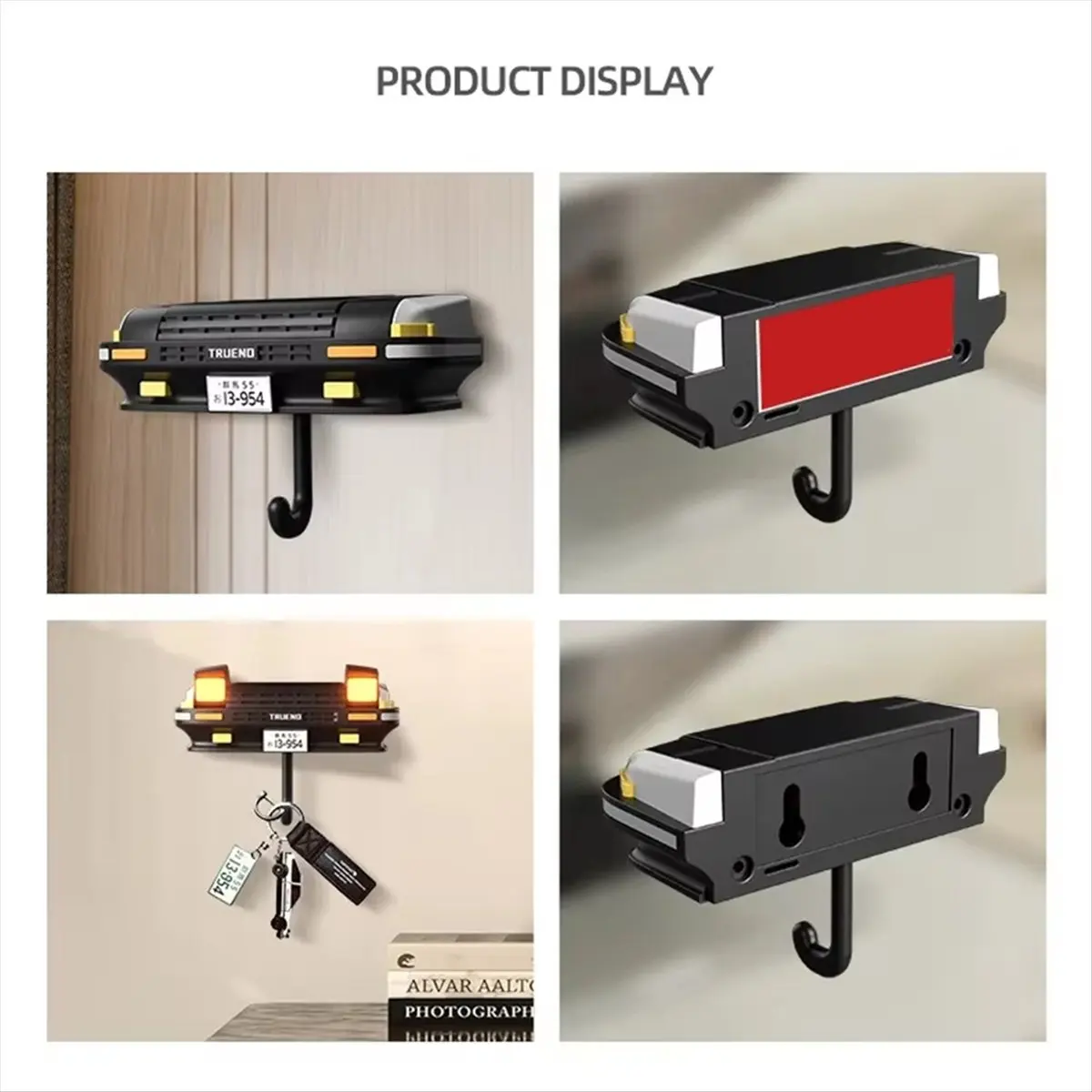 （SAME DAY）Car Key Holder Decor Wall-Mounted Key Hook Headlight Key Hook for Car Enthusiasts' Gifts White