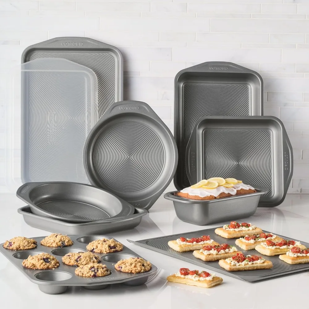 Total Nonstick Bakeware Set with Nonstick Bread Pan, Cookie Sheet, Baking Pan, Baking Sheet, Cake Pan and Muffin/Cupcake Pan