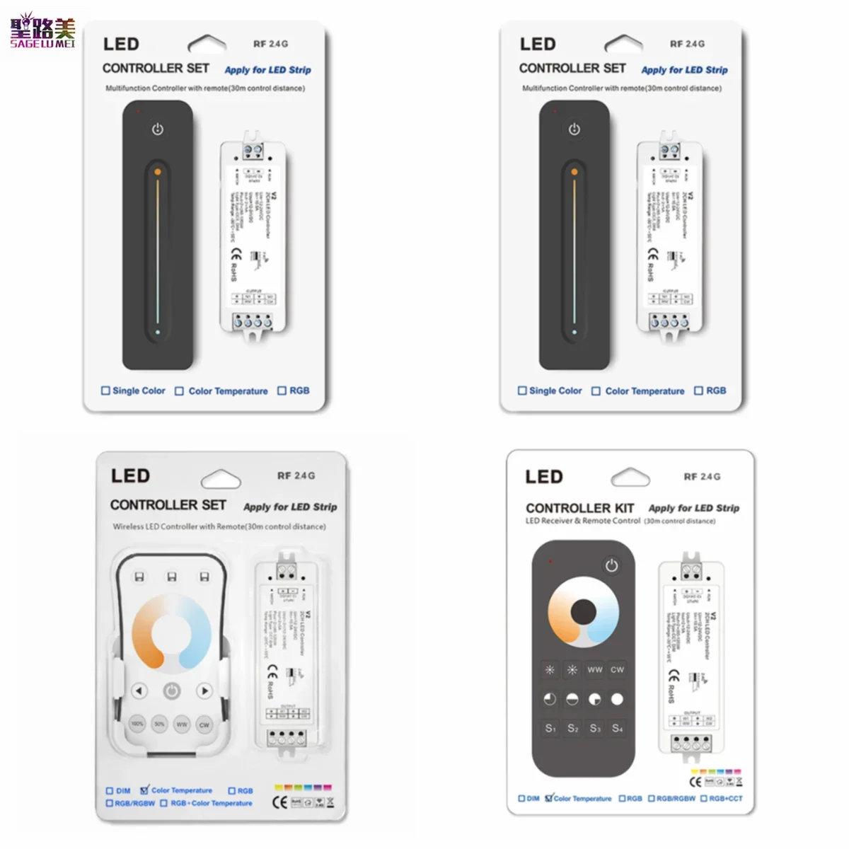 DC12V 24V Color Temperature LED CCT Controller R12 RT2 R7-1 2.4G RF Remote Suitable For SMD5050 Dual Color LED Strip Light Tape