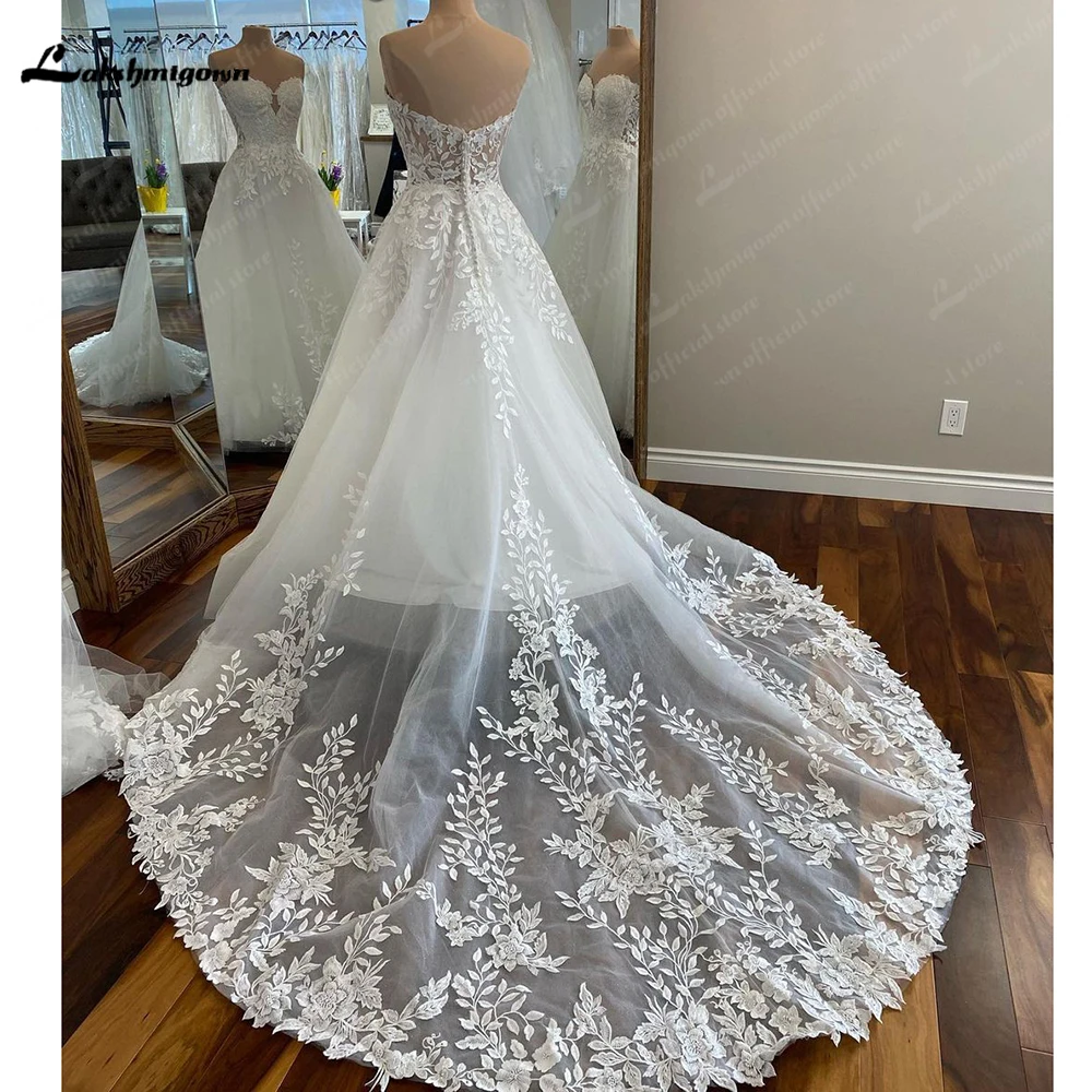 

Lakshmigown Sweetheart Neckline Lace Appliques Wedding Dress for Women 2023 A Line Boho Wedding Gowns vestidos de noche