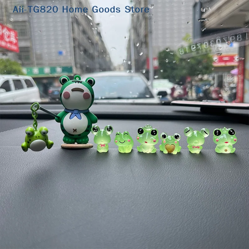 [TG820]6/7Pcs Lonely Frog Cartoon Auto Center Console Decoration Office Desk Computer Screen Accessories Doll Gift