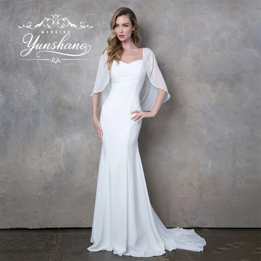 

Yunshang Customized Mermaid Wedding Gown Sweetheart Neck Backless Outfits 2025 Chiffon Simple Court Train Floor Length Morden