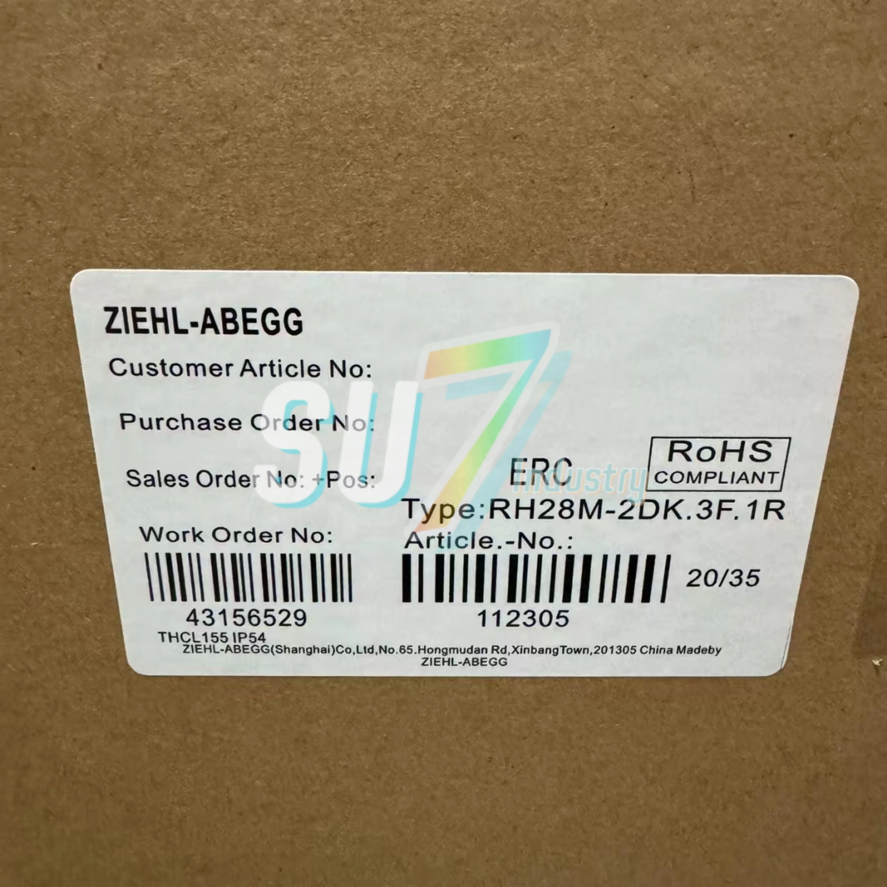 

RH28M-2EK.3F.1R Centrifugal Fan New In warehouse