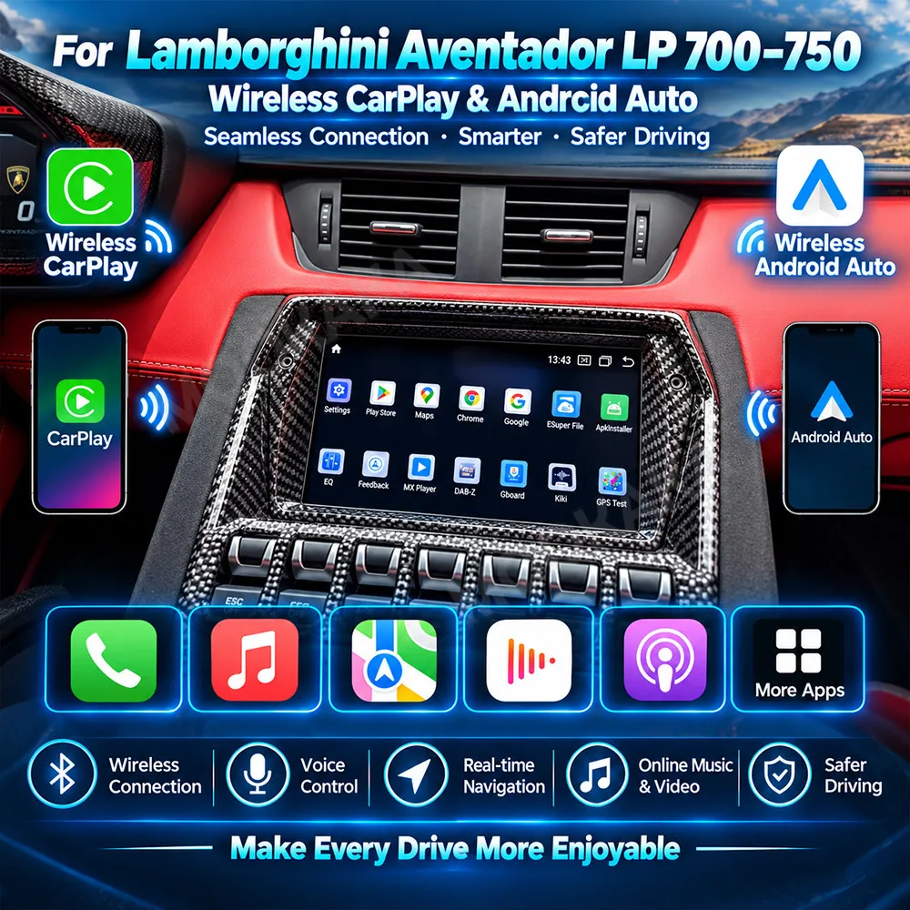 Android Auto Carplay For Lamborghini Aventador LP700-4 / LP750-4 SV 2011-2017 Car Radio Stereo Multimedia Navigation 7