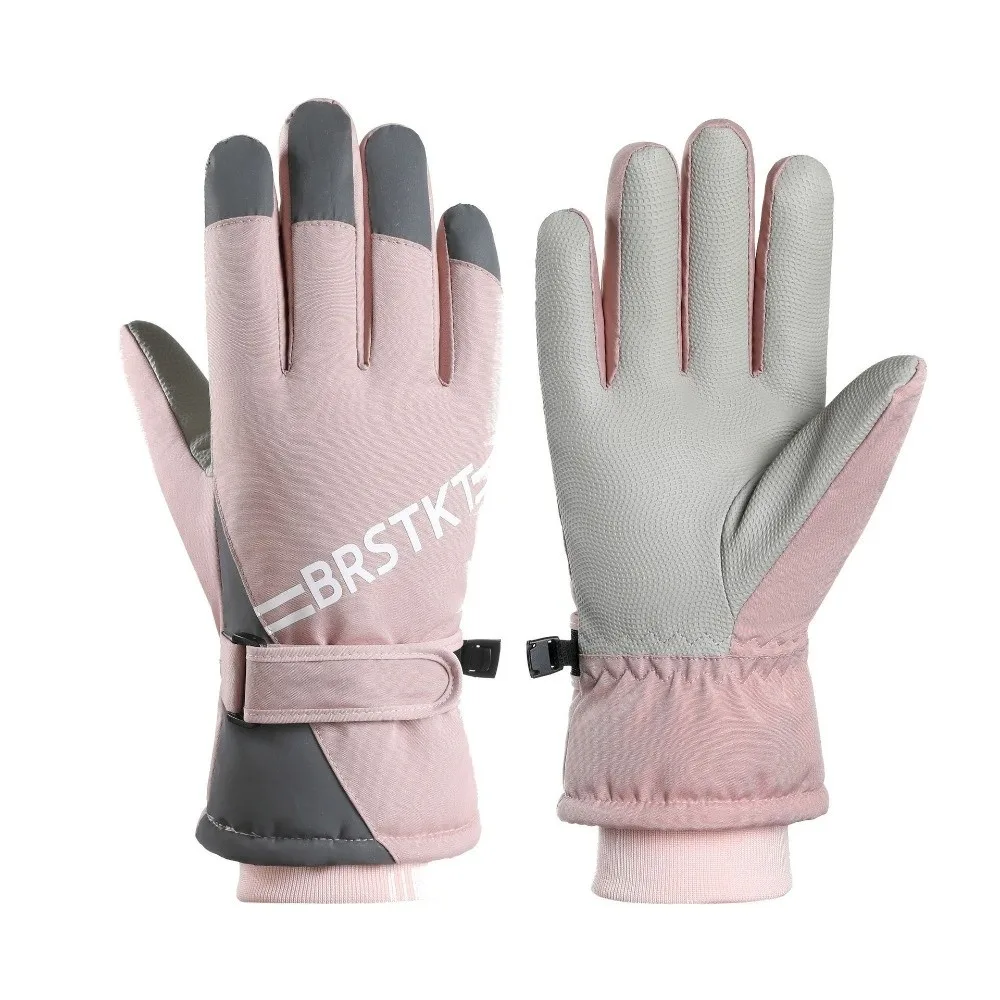 Outdoor Sports Waterproof Ski Gloves Fleece Lined Touch Screen Winter Gloves Non-slip Adjustable Cuff Motorcycle Gloves Men