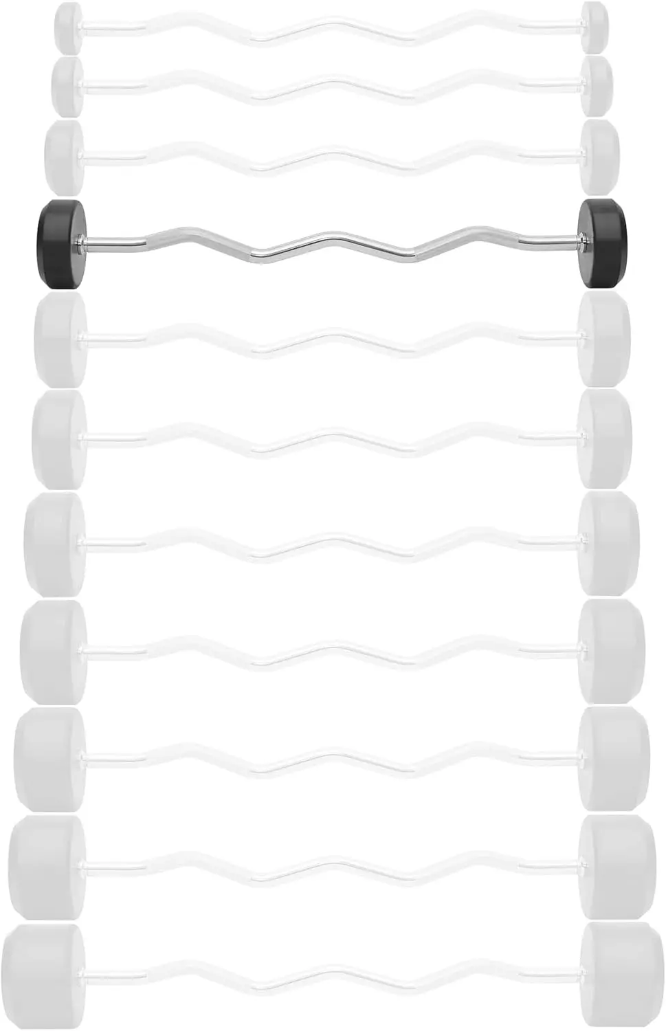 Gym Rubber Fixed Barbell, Pre-Loaded Weight EZ Curl Bar for Strength Training & Weightlifting