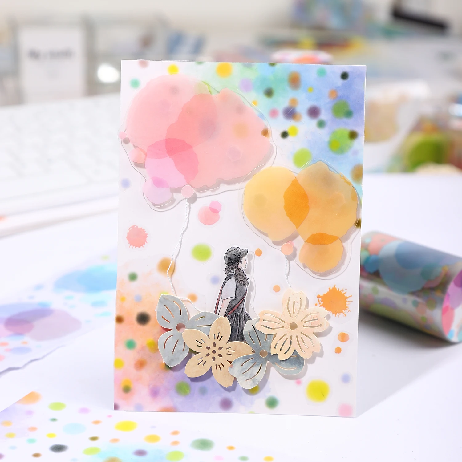 2m/Roll Art Color PET Masking Tapes Watercolor Tape Decorative Adhesive Scrapbook supplies Journal Aesthetic Stationery Stickers