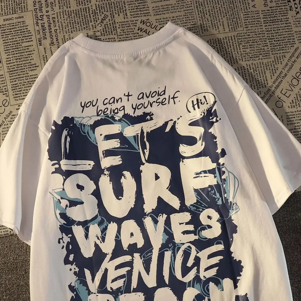 

European and American creative letter pure cotton short sleeved T-shirt for men and women ins summer loose casual couple y2k top