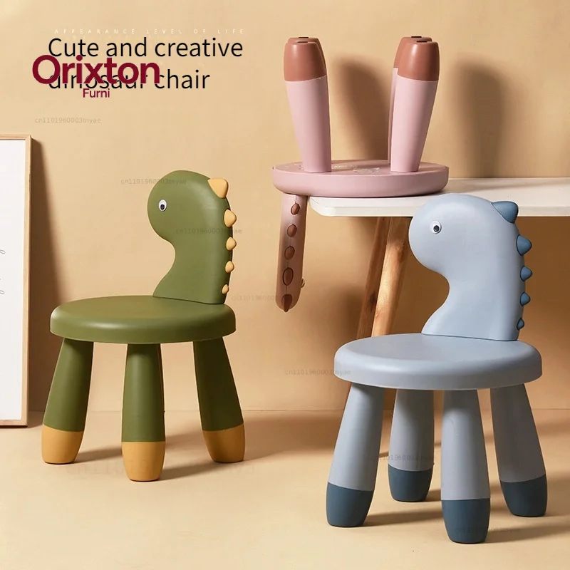1pc Trendy Dinosaur Plastic Stool Thickened Non-Slip Cartoon Animal Chair for Home Outdoor Use Ideal for Camping & Hiking
