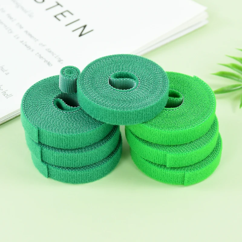 10Rolls Green Nylon Plant Ties Reusable Green Garden Plant Bandage Cable Ties Self Adhesive Plant Fastener Tape for Tying Plants