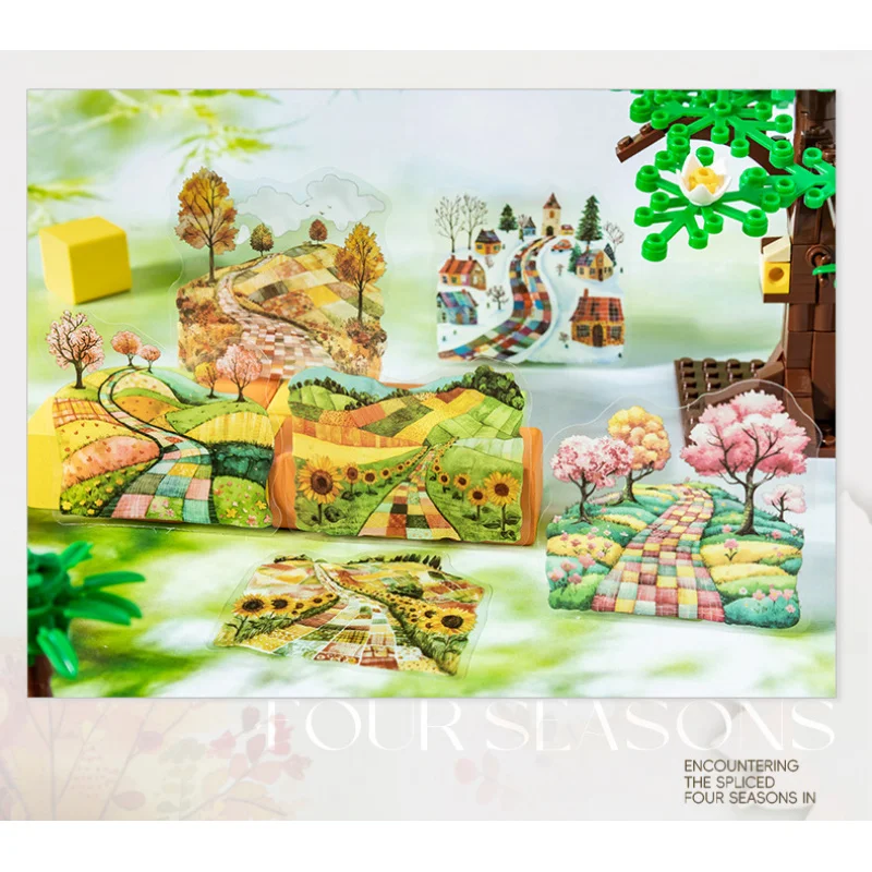 CC New 20Pcs(10*2) Girl Sticker package Patchwork Four Seasons Series Large Size Decorative Stickers for Patchwork Landscaping