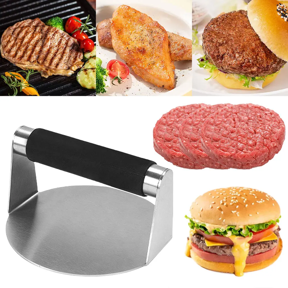 

Stainless Steel 5.5 Inch Smash Burger Press Round Hamburger Smasher Tool with Anti-Scald Handle for Smash Burgers Bacon