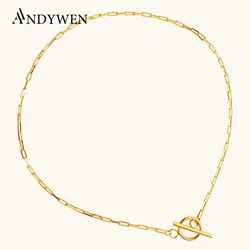 ANDYWEN 925 Sterling Silver 37mm Gold Horoscope Chain Choker Necklace 2020 Luxury Pendent Luxury Jewelry Rock Punk Fine Jewelry