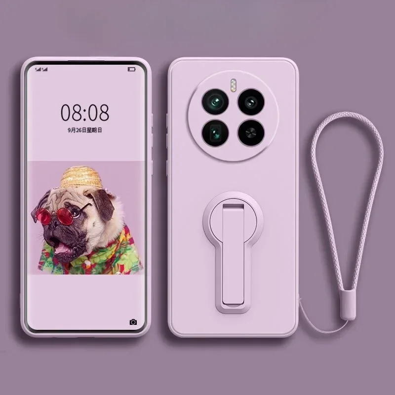 Fall Für Realme 14 Pro Flüssigkeit Silikon Lanyard Ständer Halter Telefon Abdeckung Für Realme 14 13 12 11 Pro plus Weiche Stoßfest Zurück Fall